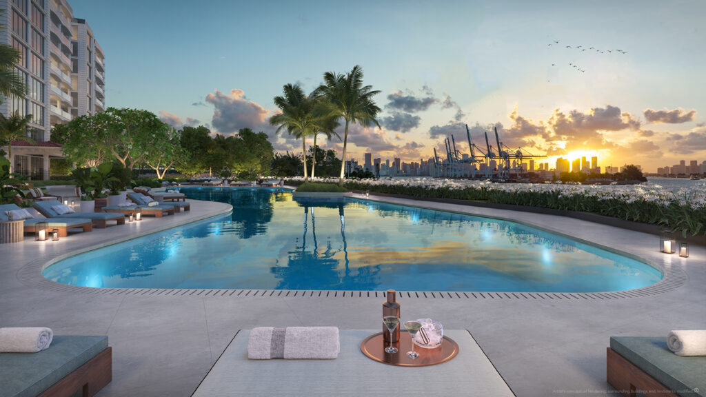 pool view of Fisher Island