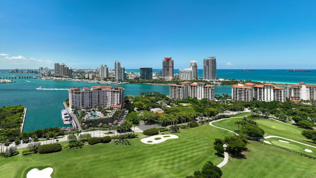 Waterfront view of Fisher Island golf ground.